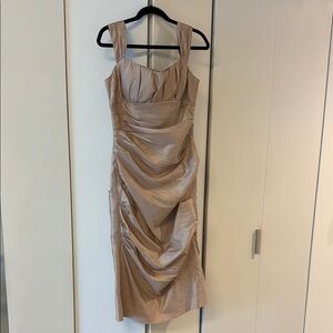 Bill Levkoff Champagne Draped Midi Dress